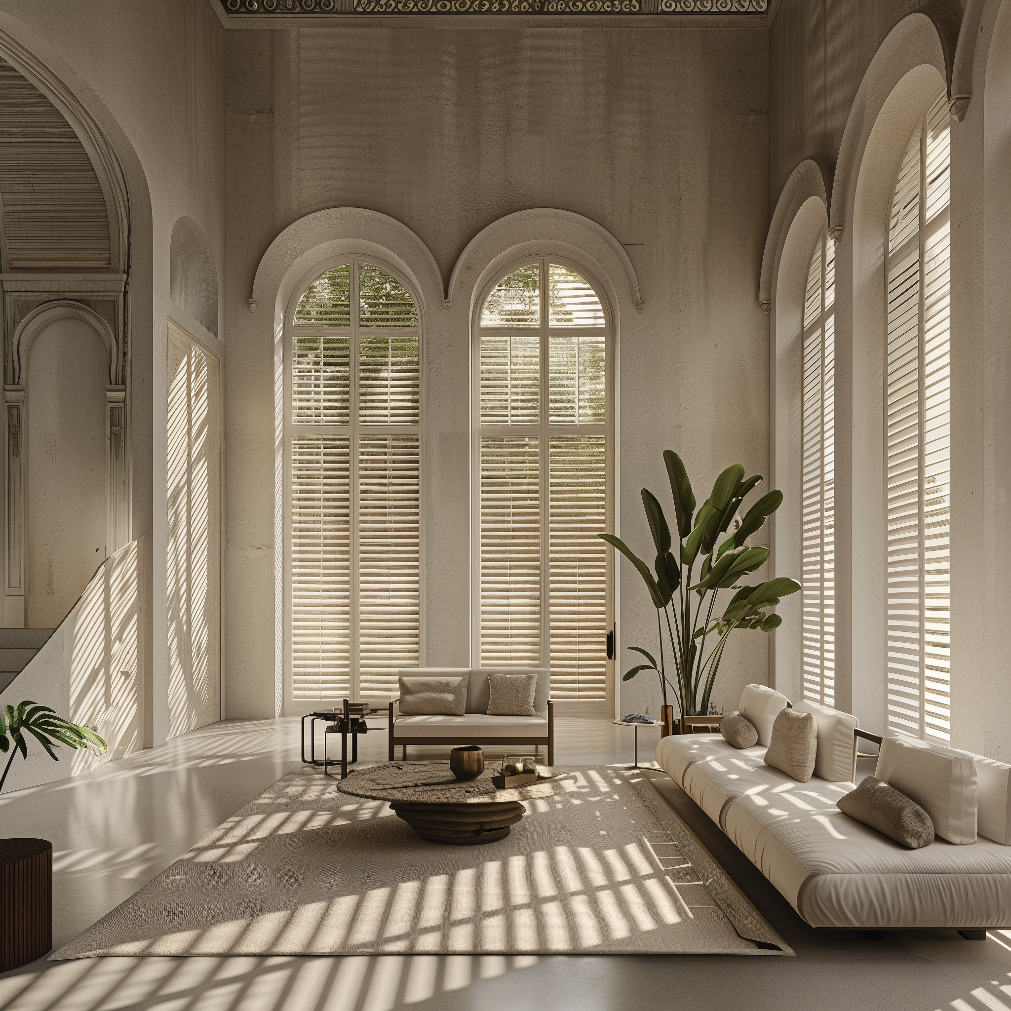 NOVA Pure wood shutters arched windows